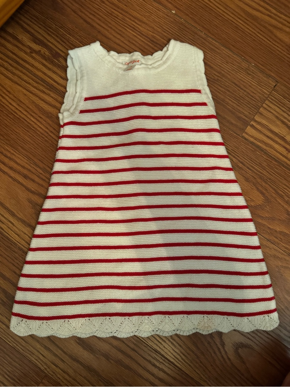 Cat & Jack White Dress with Red Stripes